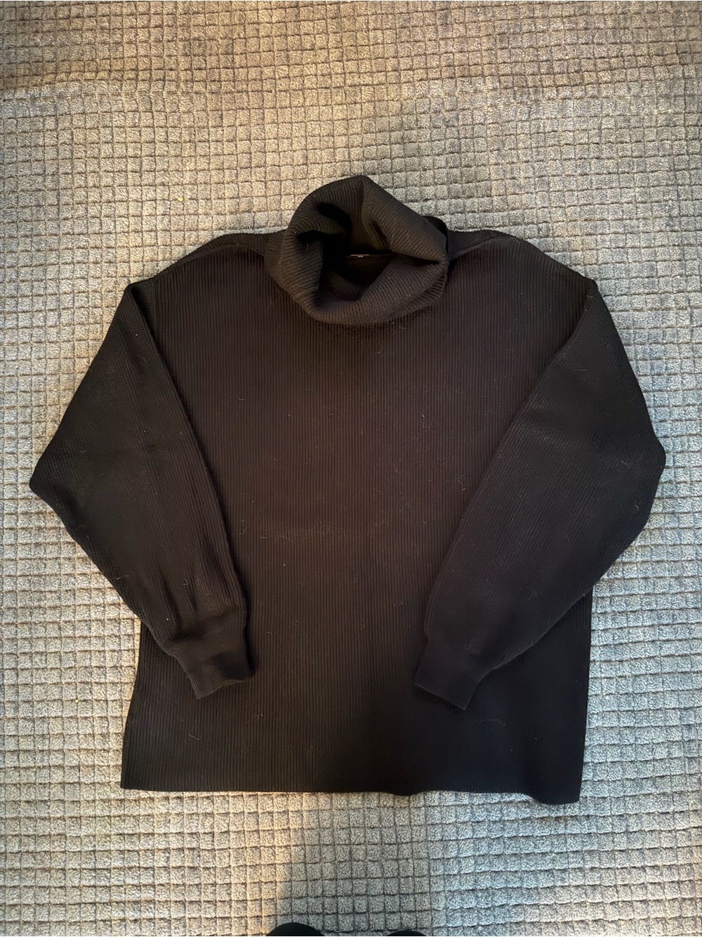 Free People Black Ribbed Turtleneck Sweater